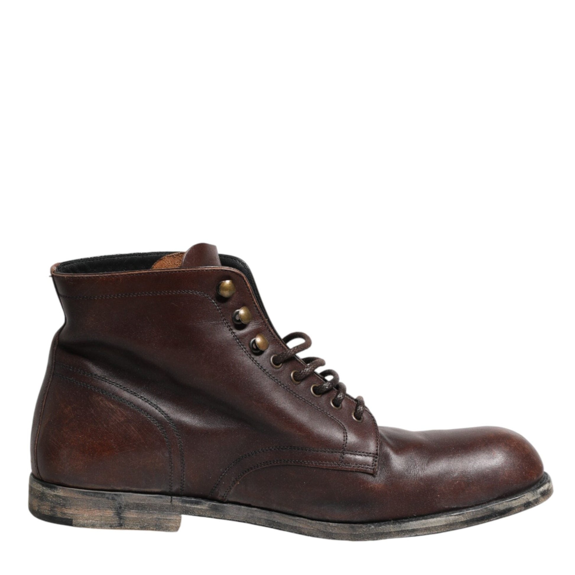 Dolce & Gabbana Brown Lace Up Short Ankle Boots Men Shoes Dolce & Gabbana