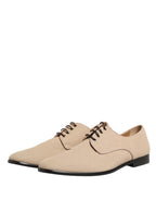 Dolce & Gabbana Beige Canvas Derby Lace Up Dress Men Shoes