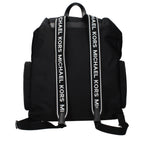 Michael Kors black fabric backpack with adjustable straps and multiple compartments, stylish and functional for everyday use.
