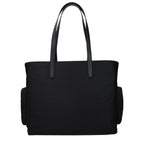Black fabric shoulder bag by Michael Kors with silver hardware and adjustable strap, featuring sleek, modern design.