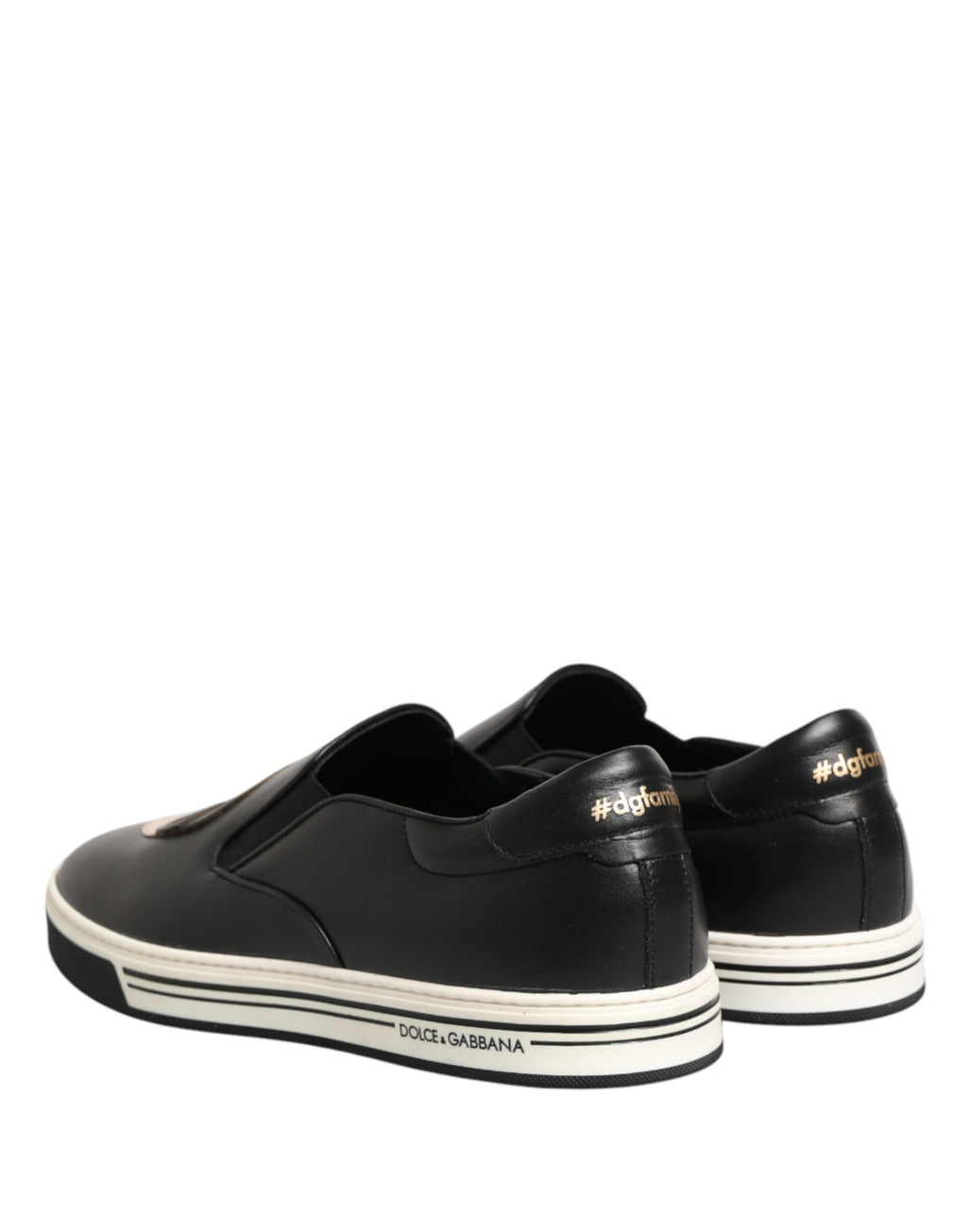 Dolce & Gabbana Black Leather Signature Figures Sneakers Shoes - Eljoys Fashion 