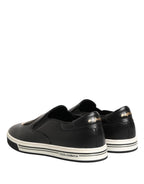 Dolce & Gabbana Black Leather Signature Figures Sneakers Shoes - Eljoys Fashion 