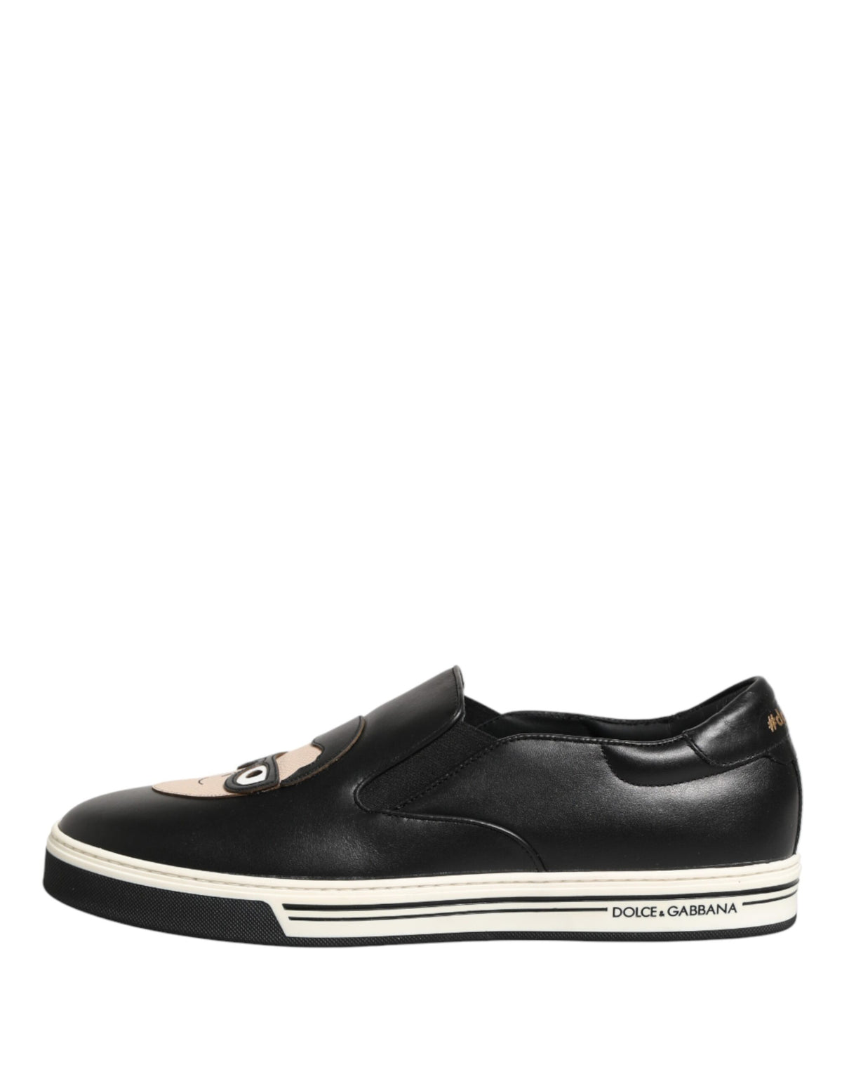 Dolce & Gabbana Black Leather Signature Figures Sneakers Shoes - Eljoys Fashion 