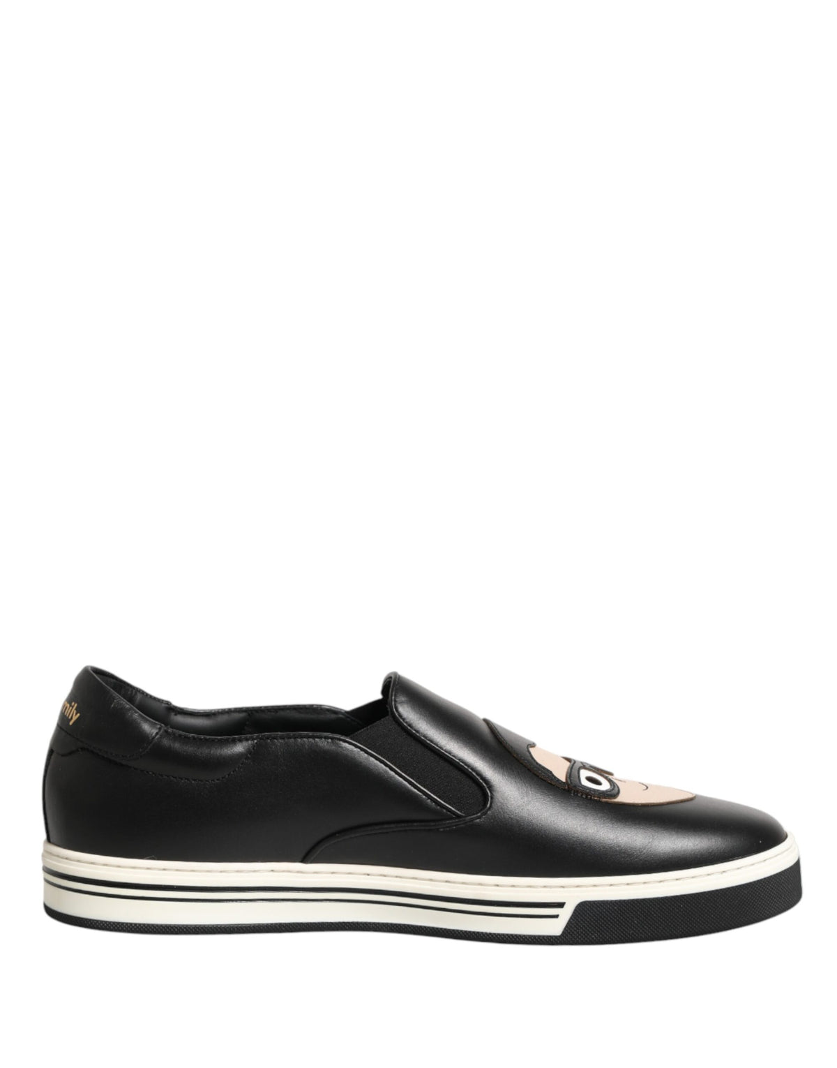 Dolce & Gabbana Black Leather Signature Figures Sneakers Shoes - Eljoys Fashion 