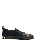 Dolce & Gabbana Blue Canvas Embellished Slip On Men Sneakers Shoes - Eljoys Fashion 