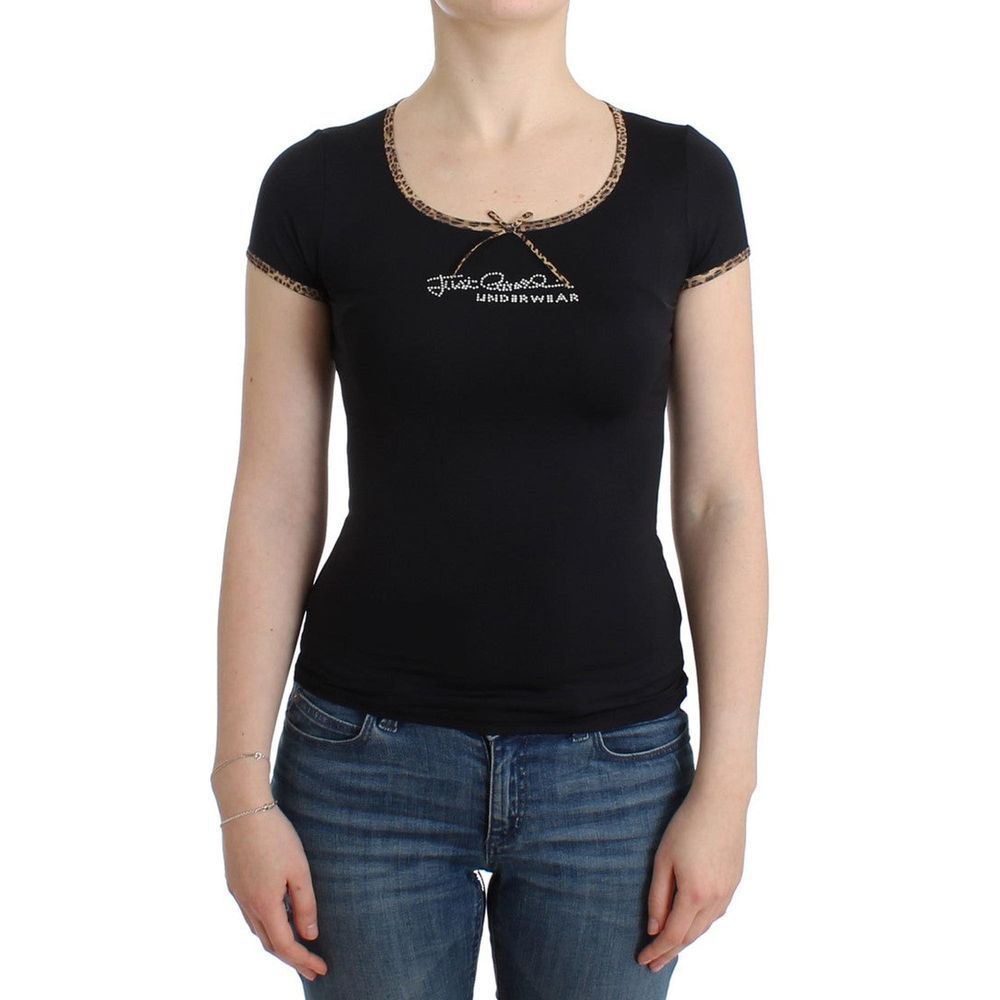 Roberto Cavalli Black Elastane Top Roberto Cavalli