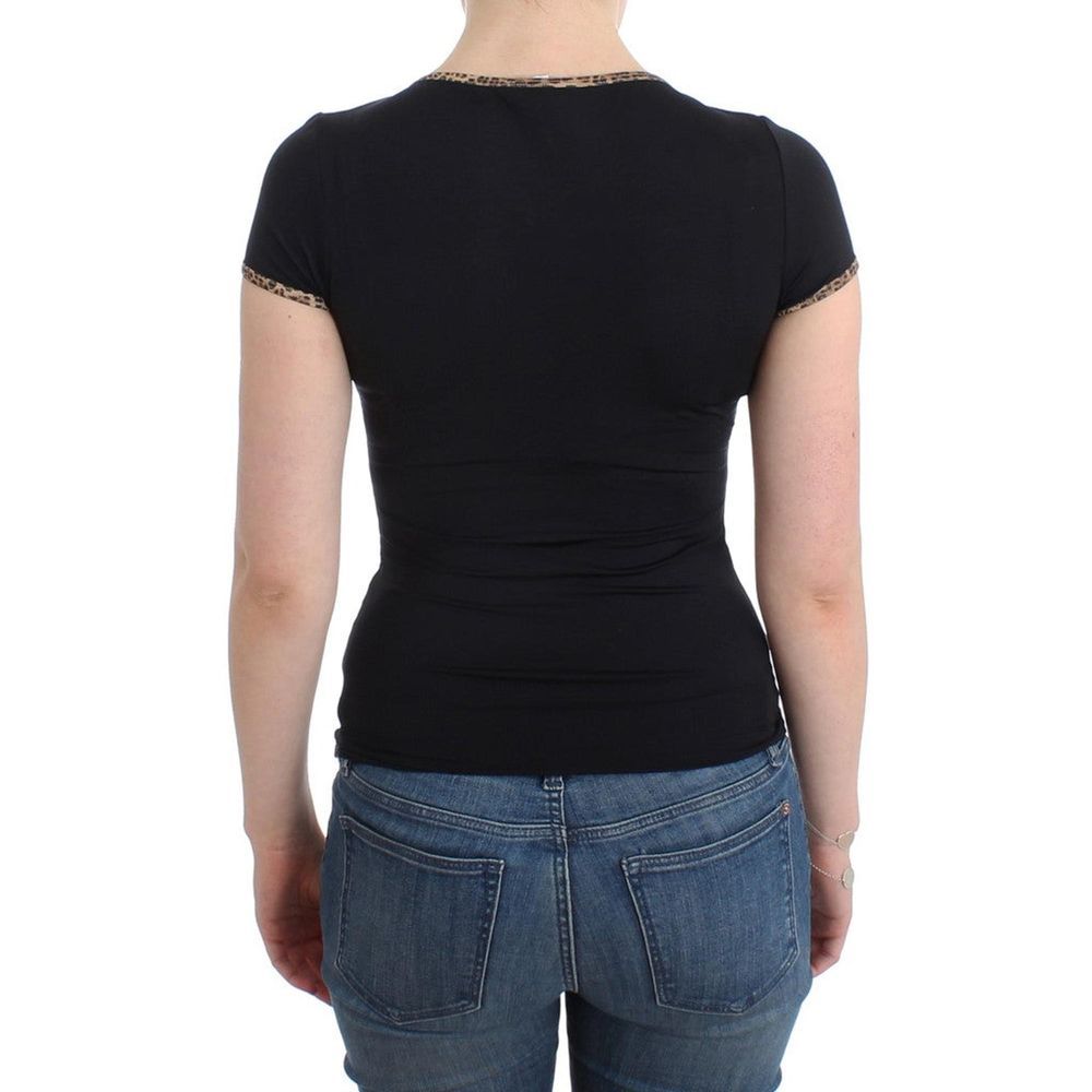 Roberto Cavalli Black Elastane Top Roberto Cavalli