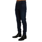 Frankie Morello Blue Cotton Slim Fit Jeans Frankie Morello