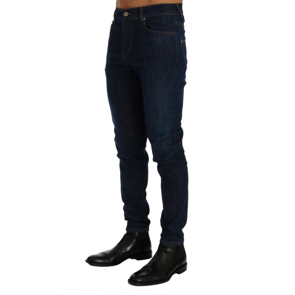 Frankie Morello Blue Cotton Slim Fit Jeans Frankie Morello