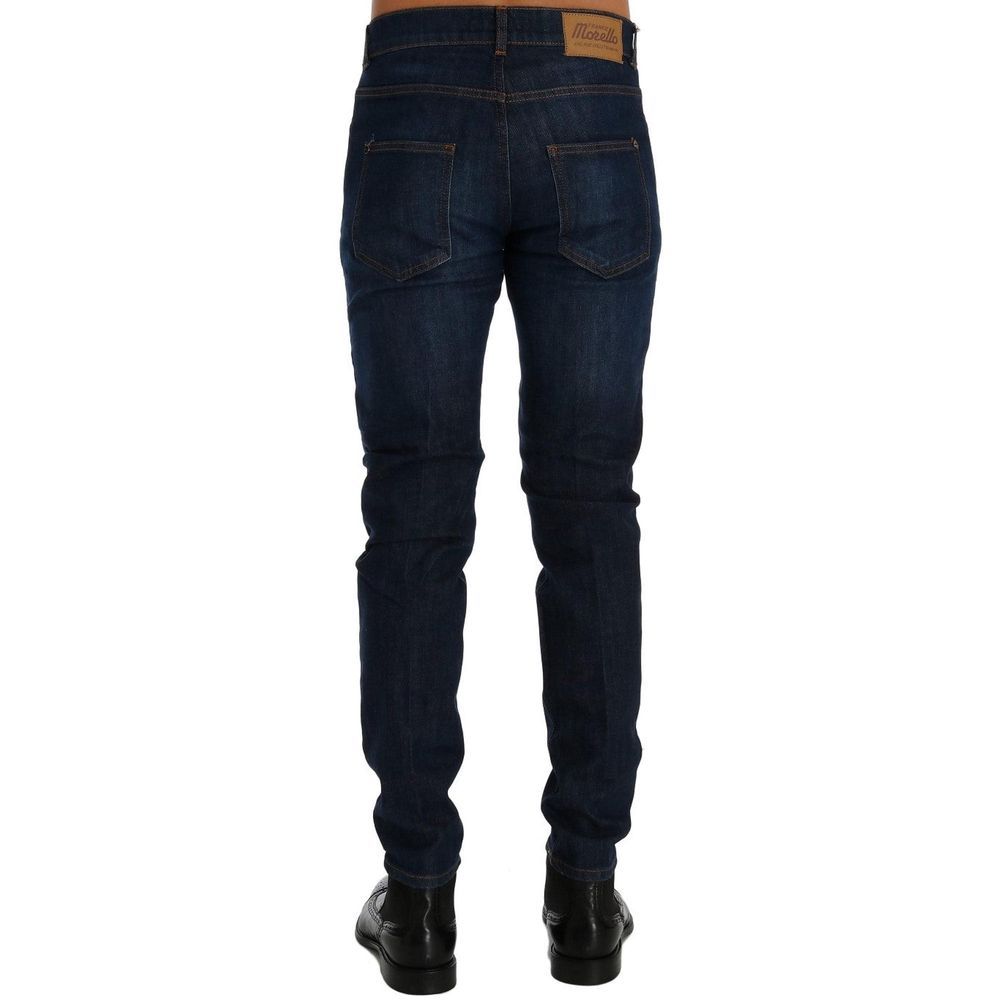 Frankie Morello Blue Cotton Slim Fit Jeans Frankie Morello