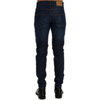 Frankie Morello Blue Cotton Slim Fit Jeans Frankie Morello