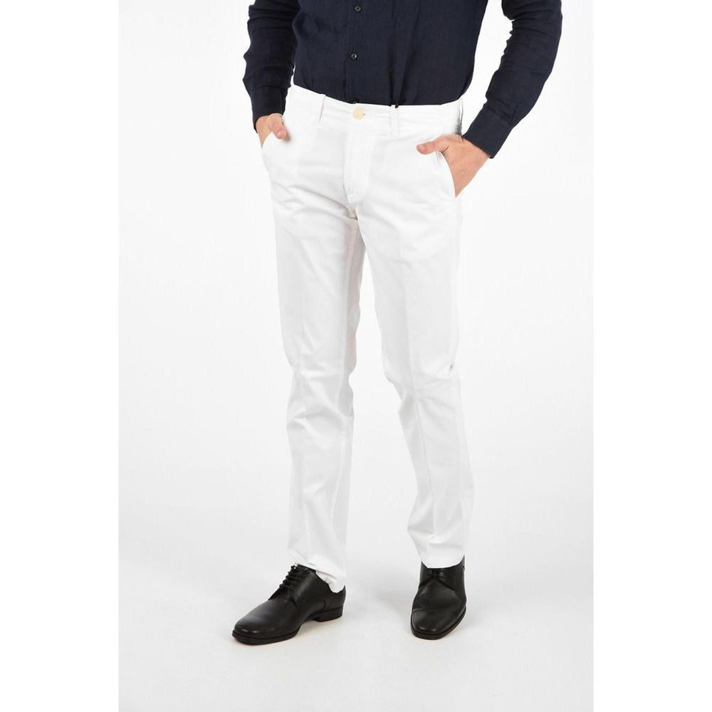 Corneliani White Cotton Chino Pants Corneliani