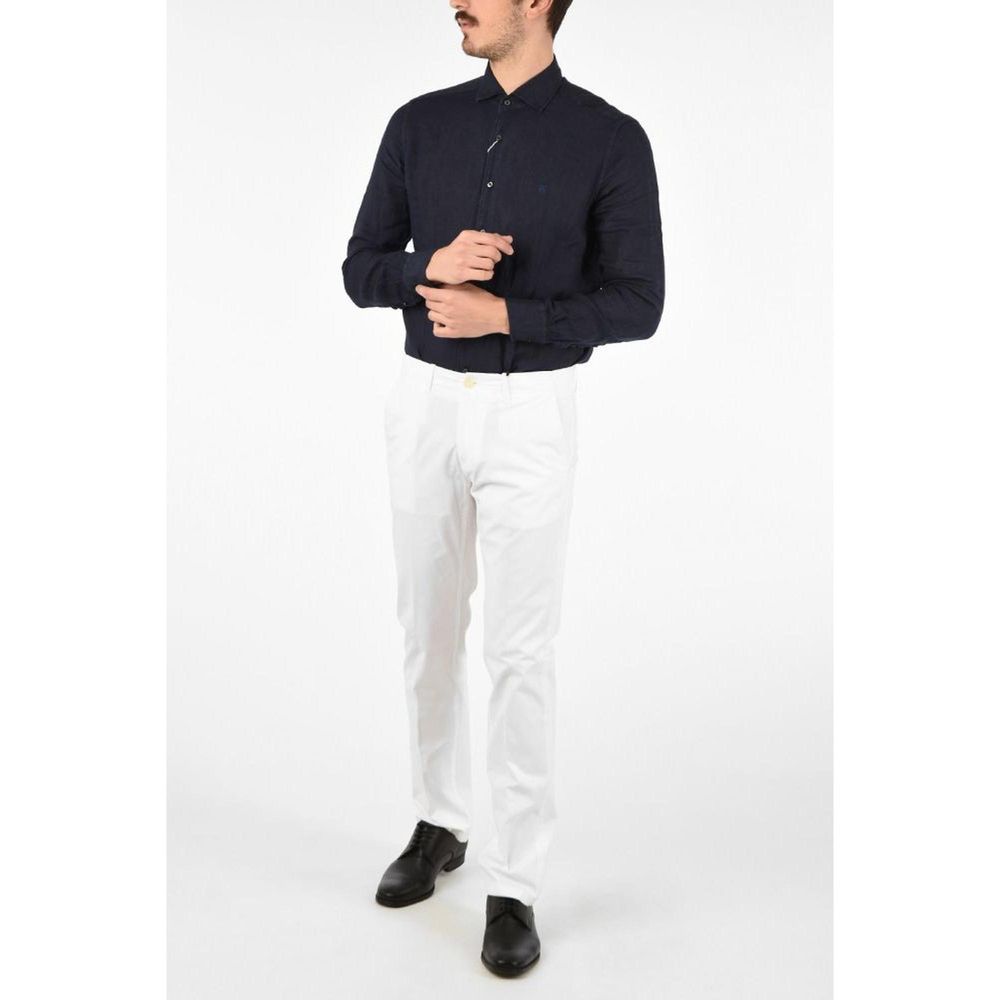 Corneliani White Cotton Chino Pants Corneliani