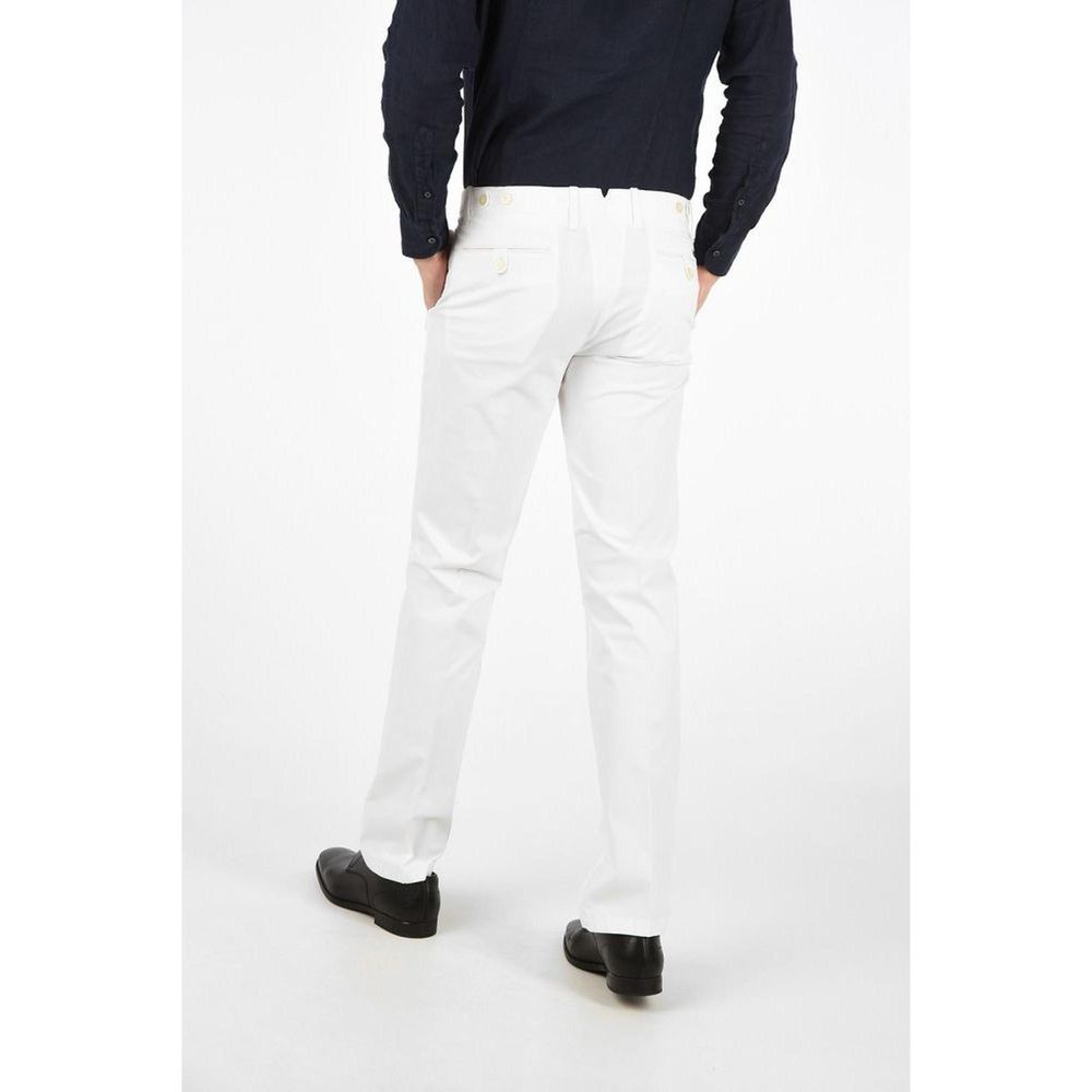 Corneliani White Cotton Chino Pants Corneliani