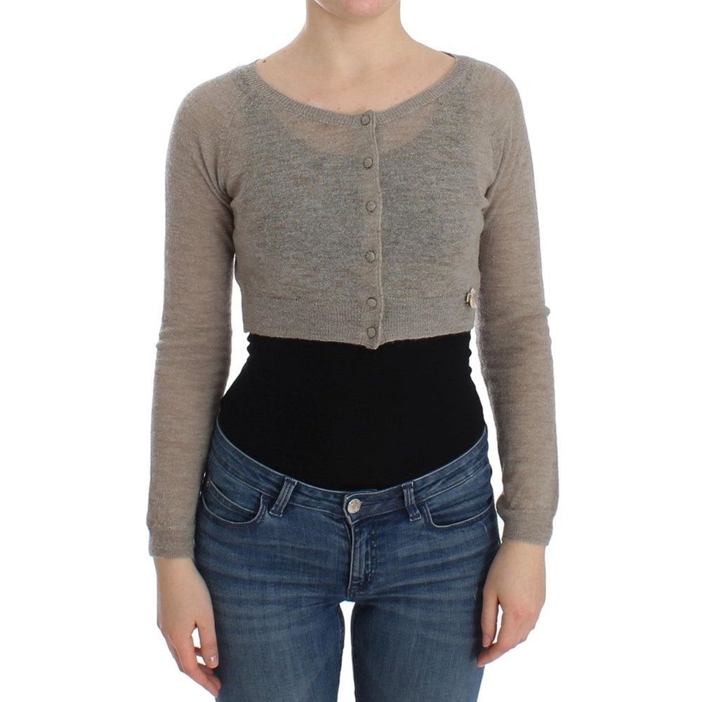 Ermanno Scervino Beige Alpaca Leather Cardigan Ermanno Scervino