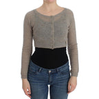 Ermanno Scervino Beige Alpaca Leather Cardigan Ermanno Scervino
