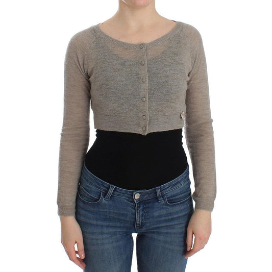 Ermanno Scervino Beige Alpaca Leather Cardigan Ermanno Scervino