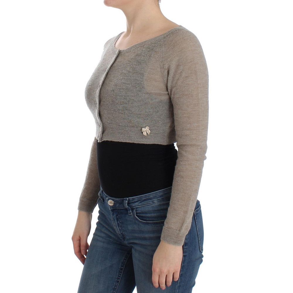 Ermanno Scervino Beige Alpaca Leather Cardigan Ermanno Scervino