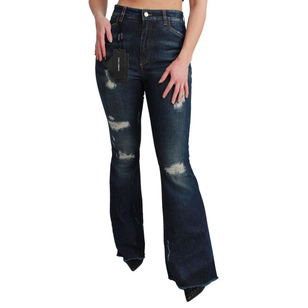Dolce & Gabbana Blue Cotton Flared Jeans Dolce & Gabbana