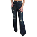 Dolce & Gabbana Blue Cotton Flared Jeans Dolce & Gabbana