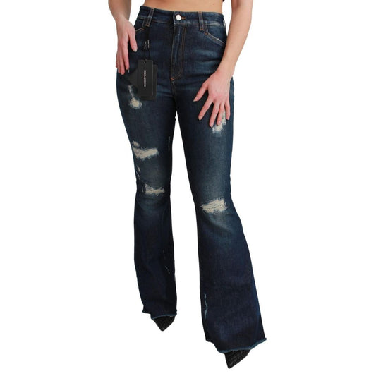Dolce & Gabbana Blue Cotton Flared Jeans Dolce & Gabbana