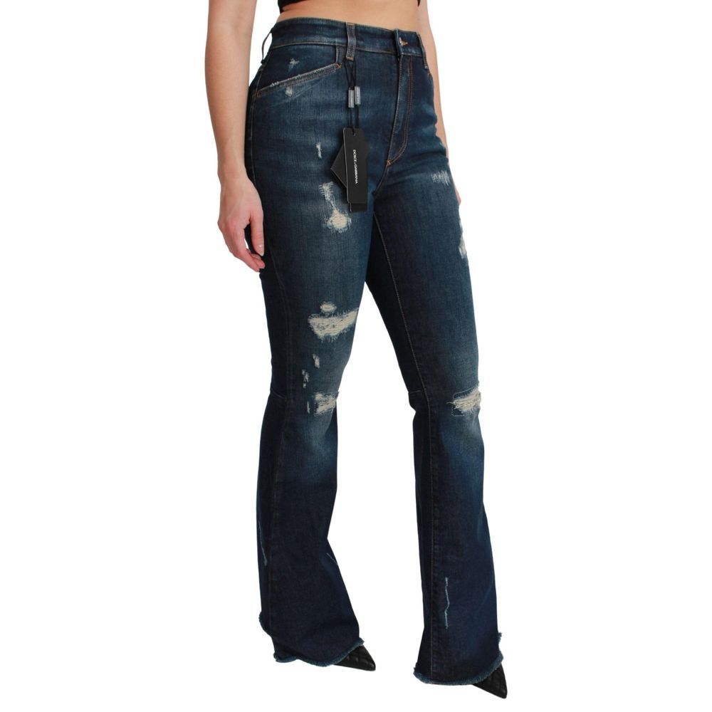 Dolce & Gabbana Blue Cotton Flared Jeans Dolce & Gabbana