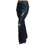 Dolce & Gabbana Blue Cotton Flared Jeans Dolce & Gabbana