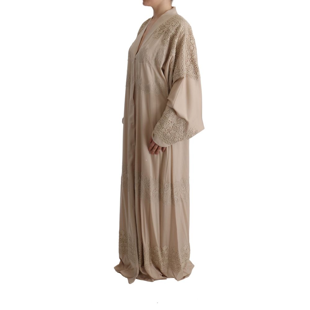 Dolce & Gabbana Beige Silk Full-Length Jacket Dolce & Gabbana