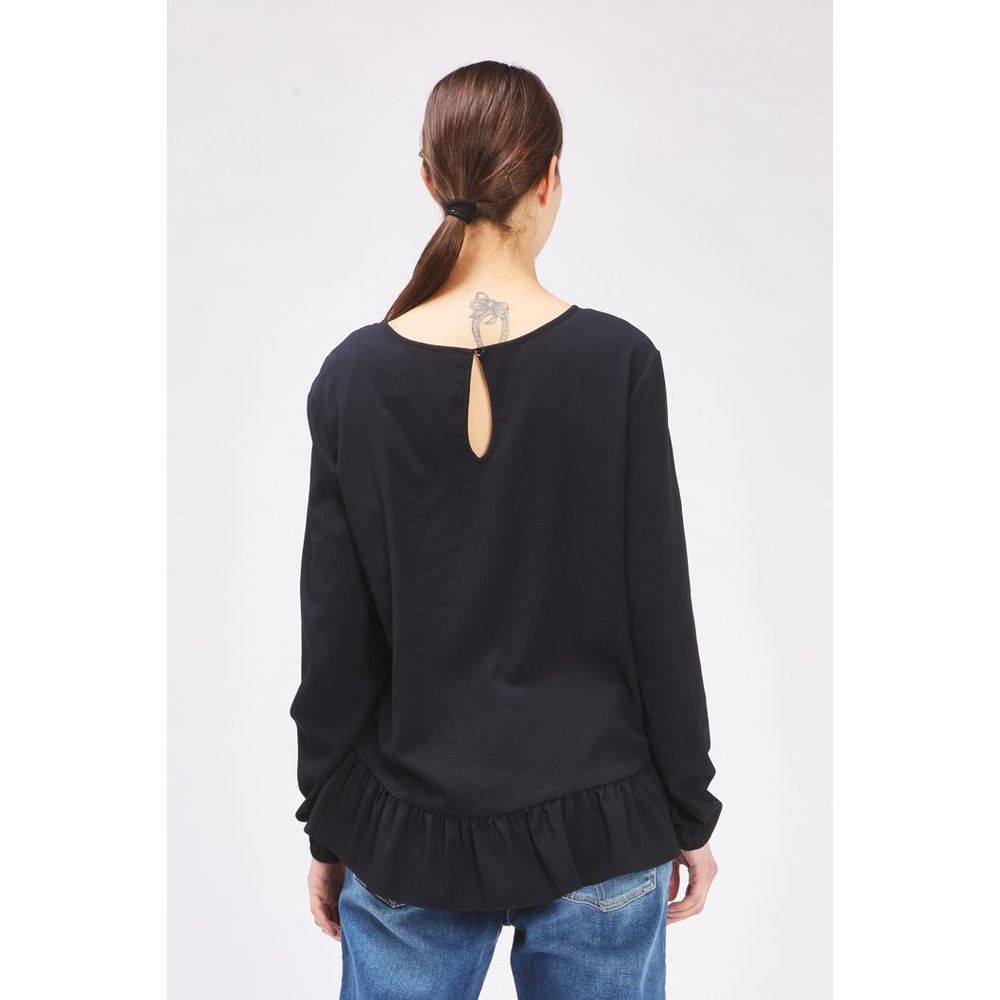 Gas Black Polyester Long Sleeve T-Shirt - Eljoys Fashion 