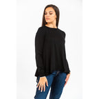 Gas Black Viscose Long Sleeve T-Shirt - Eljoys Fashion 