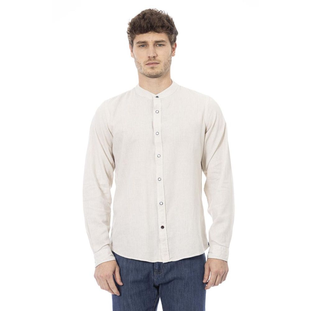 Baldinini Trend White Rayon Long Sleeve T-Shirt - Eljoys Fashion 