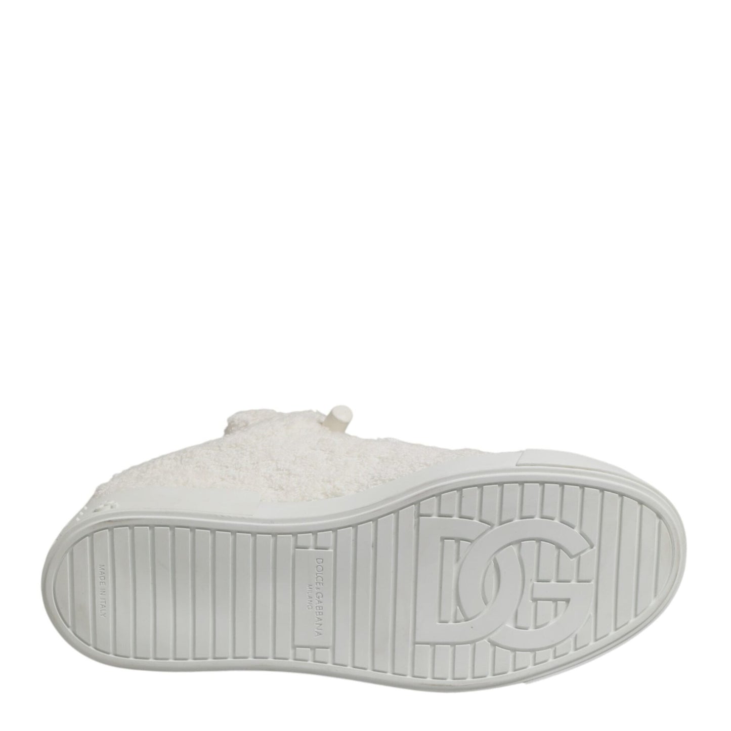 Dolce & Gabbana White Faux Shearling Low Top Sneakers Shoes