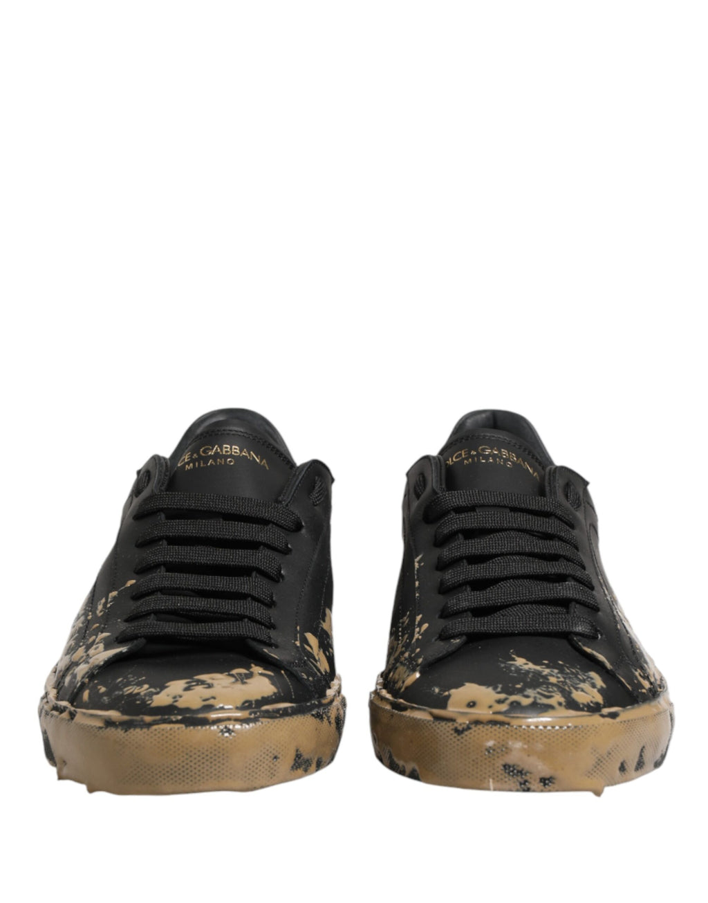 Dolce & Gabbana Black Portofino Mud Effect Low Top Sneakers Shoes - Eljoys Fashion 