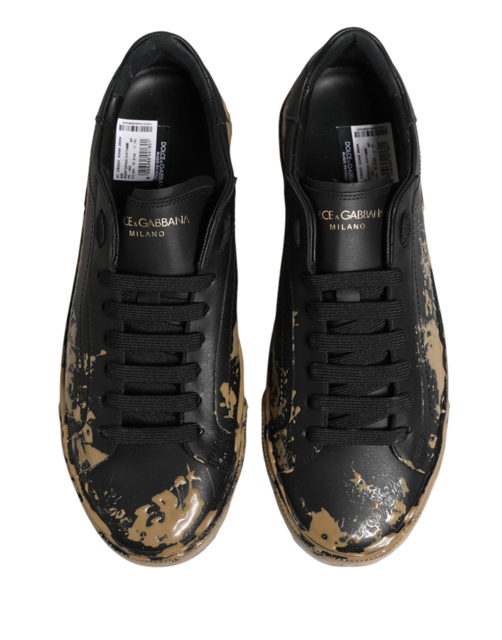 Dolce & Gabbana Black Portofino Mud Effect Low Top Sneakers Shoes - Eljoys Fashion 