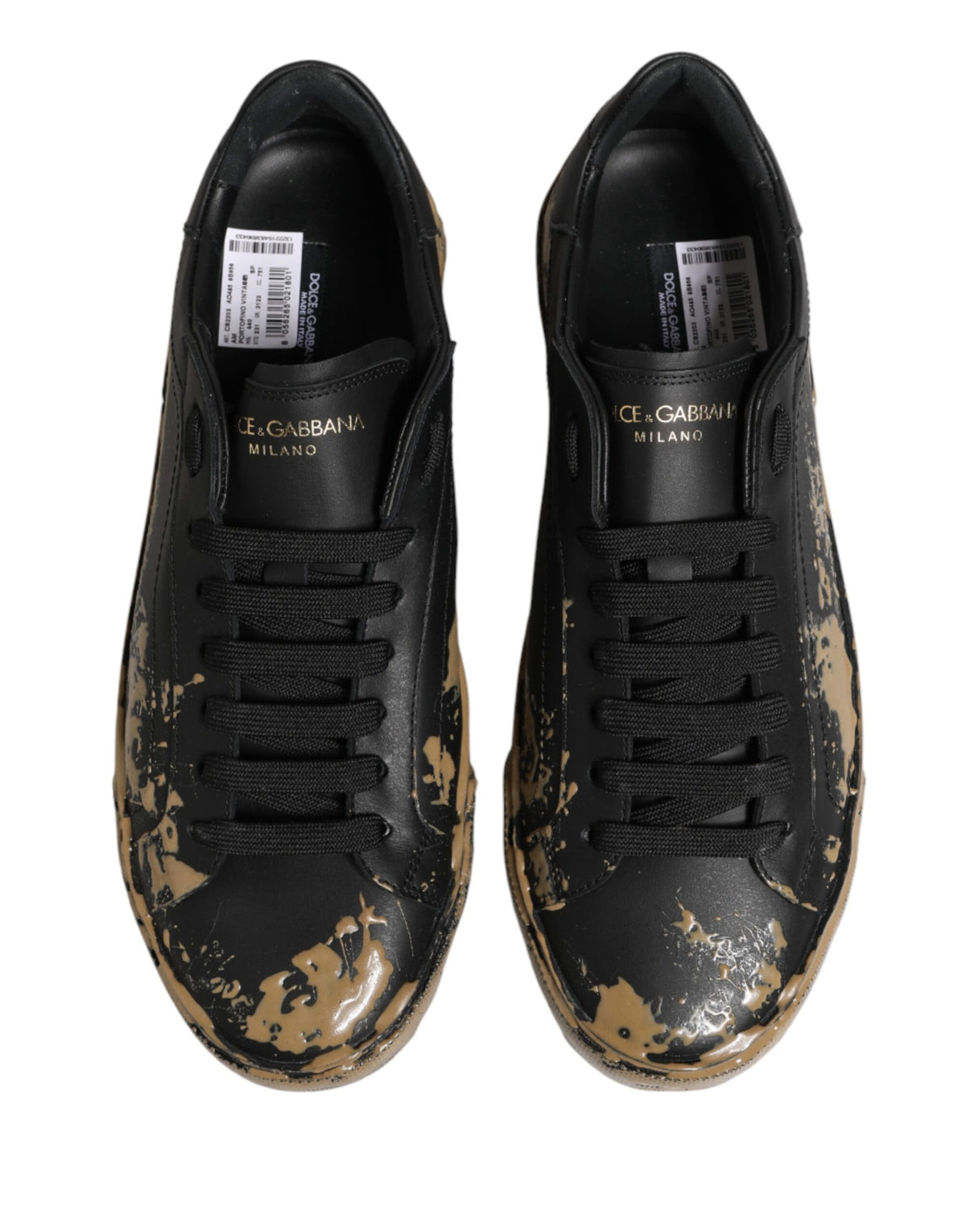 Dolce & Gabbana Black Portofino Mud Effect Low Top Sneakers Shoes - Eljoys Fashion 