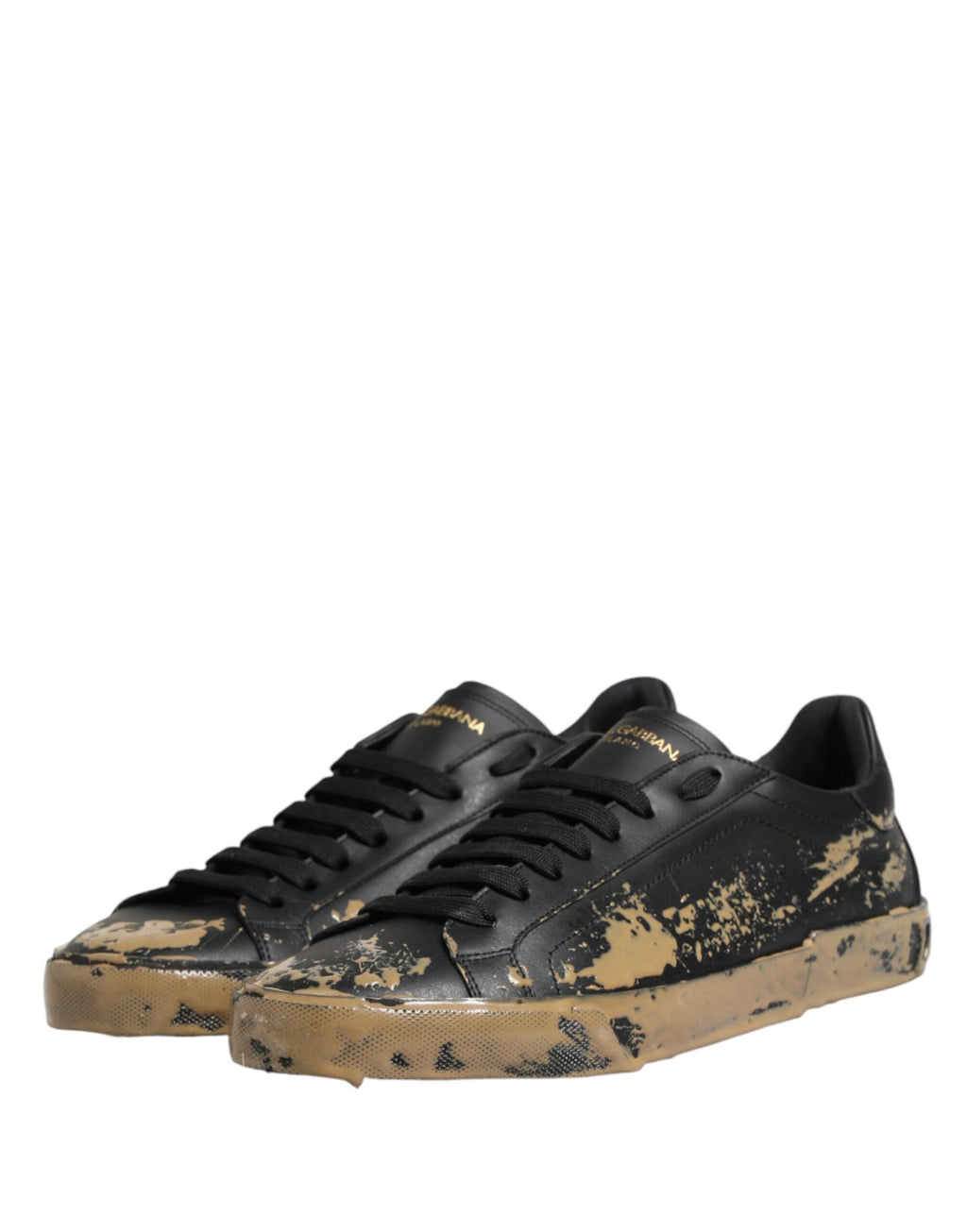 Dolce & Gabbana Black Portofino Mud Effect Low Top Sneakers Shoes - Eljoys Fashion 