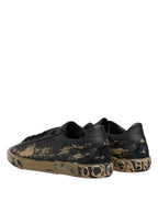 Dolce & Gabbana Black Portofino Mud Effect Low Top Sneakers Shoes - Eljoys Fashion 