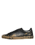 Dolce & Gabbana Black Portofino Mud Effect Low Top Sneakers Shoes - Eljoys Fashion 