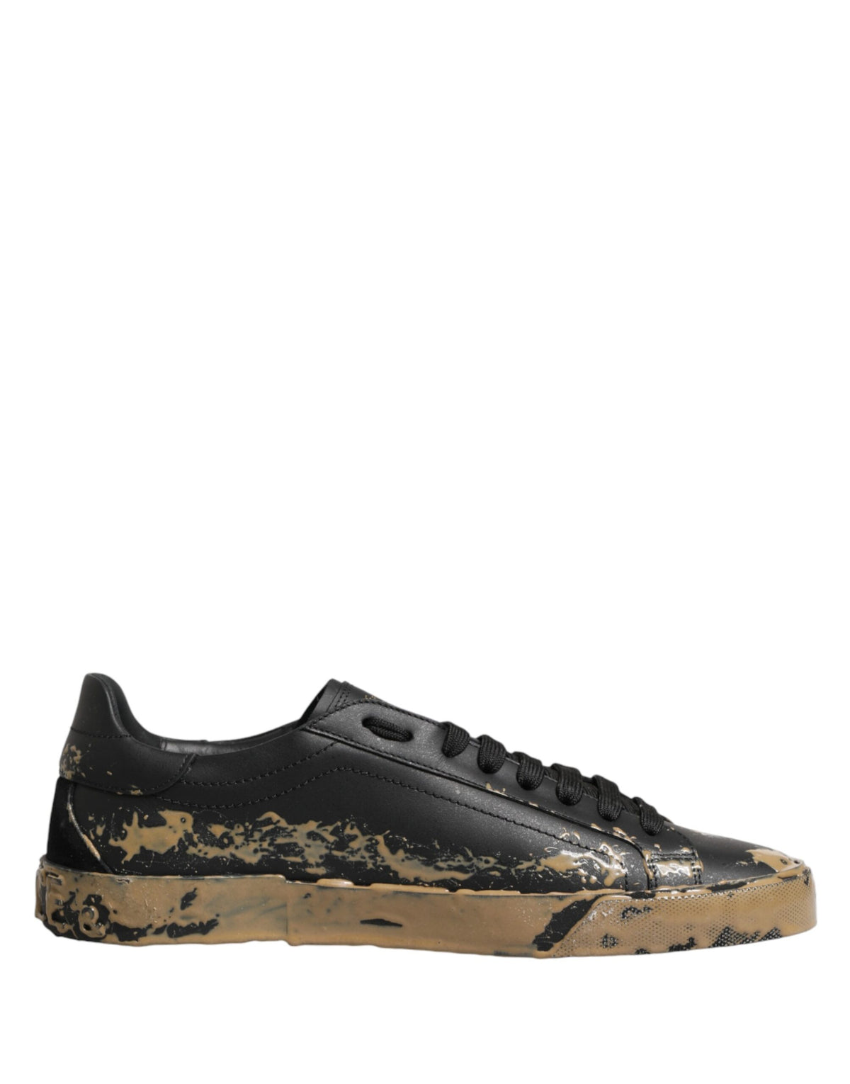 Dolce & Gabbana Black Portofino Mud Effect Low Top Sneakers Shoes - Eljoys Fashion 