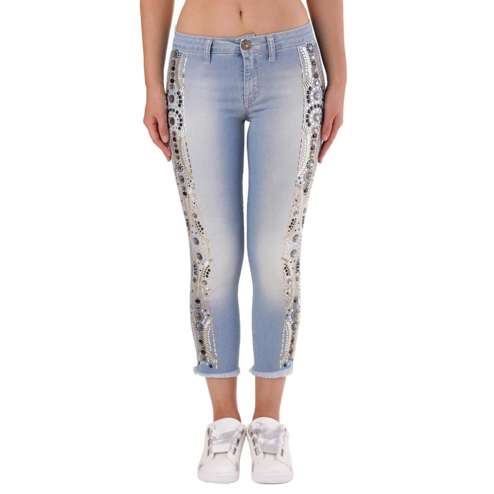 Met Blue Cotton Cropped Jeans Met