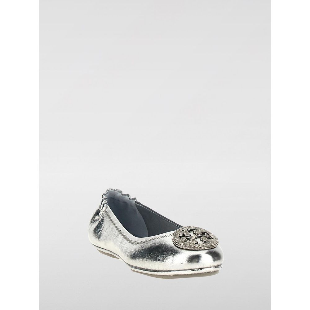 Tory Burch Silver Leather Ballet Flats Tory Burch