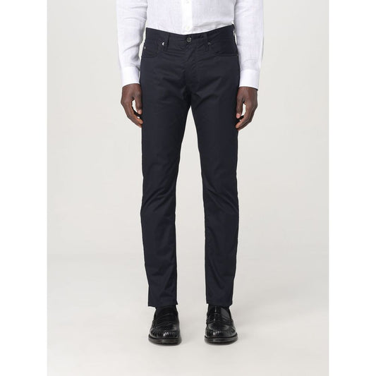 Emporio Armani Blue Cotton Casual Pants Emporio Armani