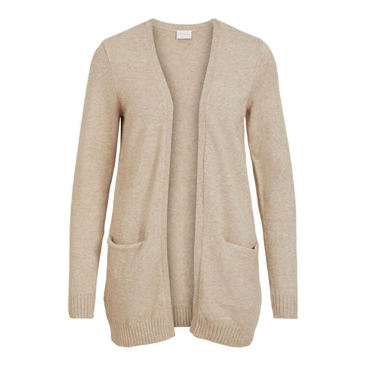 Vila Clothes Beige Viscose Cardigan Vila Clothes