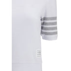 Thom Browne white cotton sportswear, casual athletic clothing with clean design and comfortable fit, displayed on a plain background.