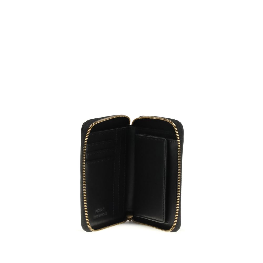 PINKO Black Calf Leather Bos Taurus Wallet PINKO