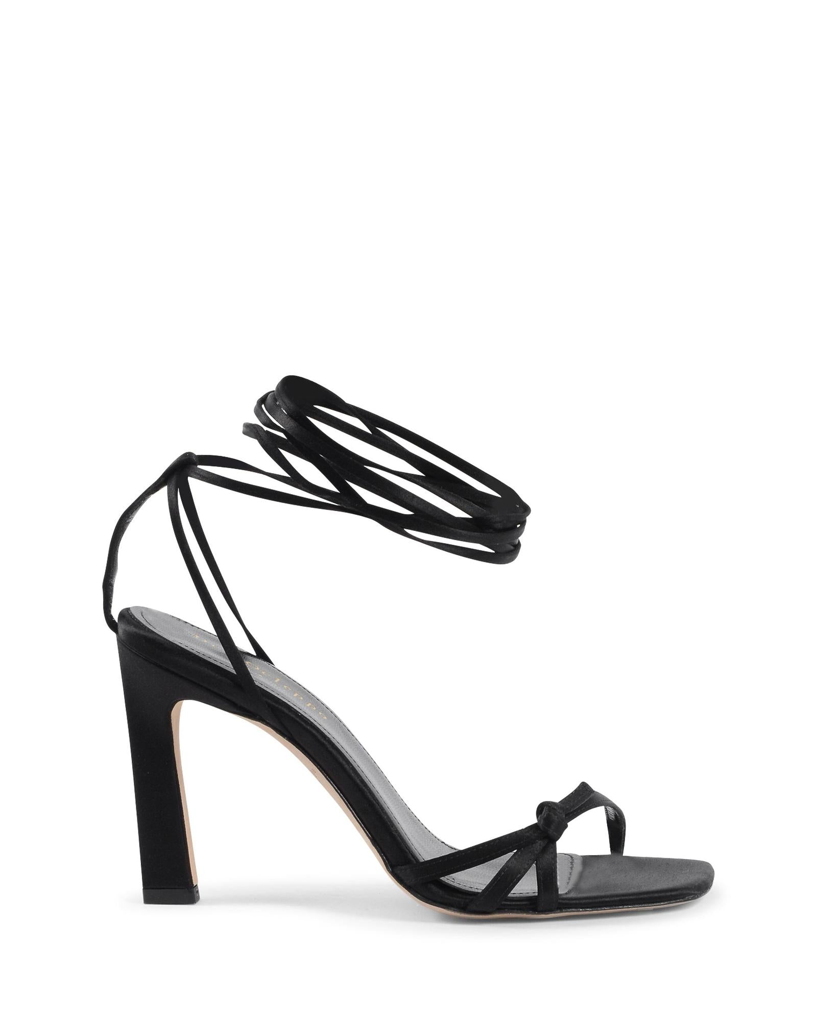 Dee Ocleppo Black Satin Strap-On Sandals Dee Ocleppo