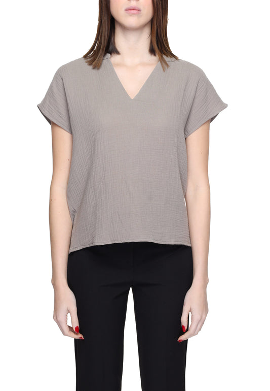 Jacqueline De Yong Beige Cotton Blouse Jacqueline De Yong