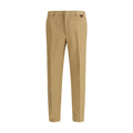 Beige Gucci cotton casual pants with a relaxed fit, featuring classic design and subtle branding details.