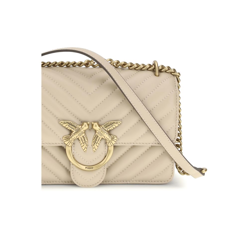 PINKO Beige Calf Leather Bos Taurus Shoulder Bag PINKO