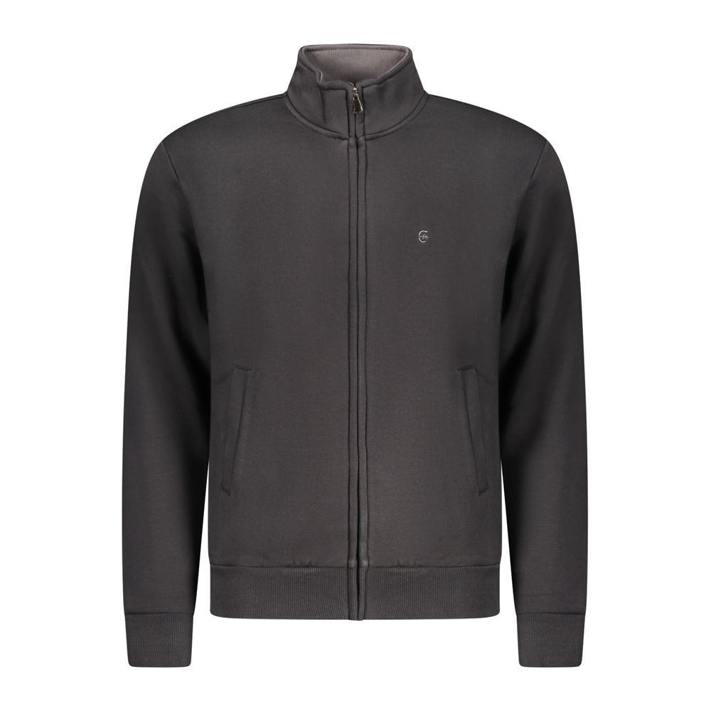 Black cotton men's sweatshirt by Coveri Moving with a relaxed fit and minimal design, shown on a plain background.